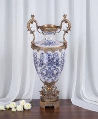 Blue-and-White Floral Vase