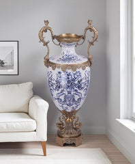 Blue-and-White Floral Vase