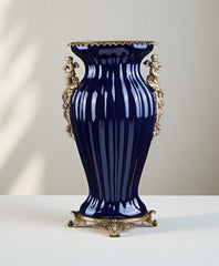 Sapphire Blue Fluted Vase