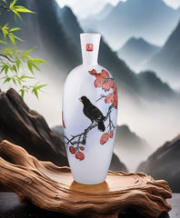 "Birdsong Amid Crimson Leaves" Vase