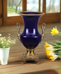 Sapphire Blue Swan Decorative Vase