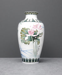 "Herons and Lotus Ascending" Vase