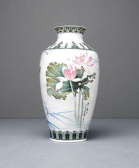 "Herons and Lotus Ascending" Vase