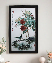 Porcelain Panel Painting "Come and Appreciate the Chrysanthemums"