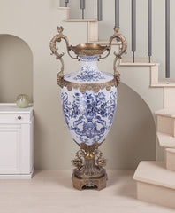 Blue-and-White Floral Vase
