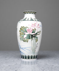 "Herons and Lotus Ascending" Vase