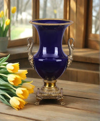 Sapphire Blue Swan Decorative Vase