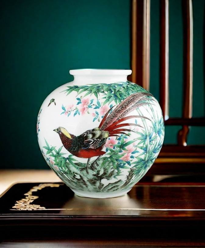 Master Gu Chengqing's Artwork: "Add Beauty to Beauty" Underglaze Five-Colored Porcelain Vase