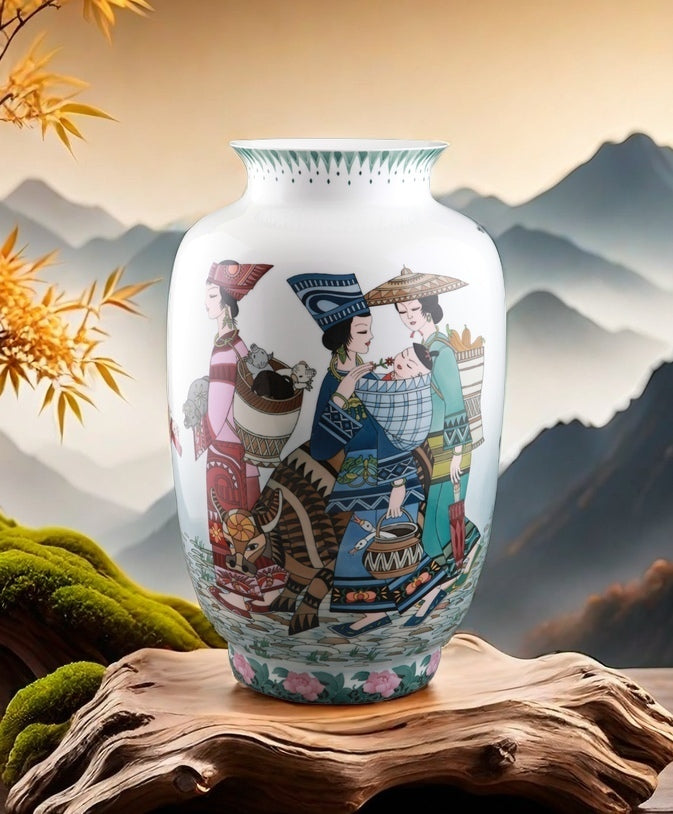 "Miao Ethnic Charm" Underglaze Five-Color Porcelain Vase