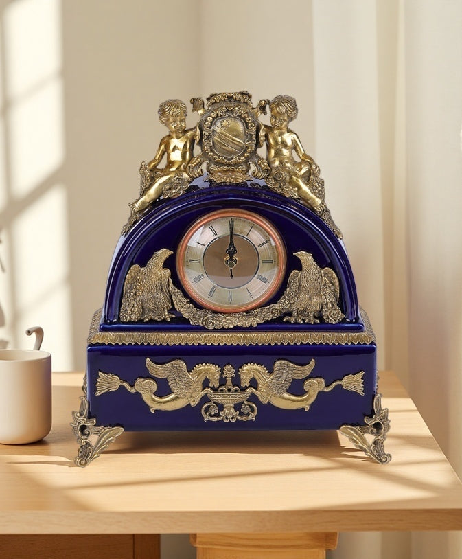 Sapphire Blue Mantel Clock Ornament