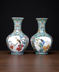 "Full Bloom with Window" Pair Vase Set