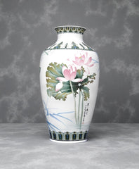 "Herons and Lotus Ascending" Vase