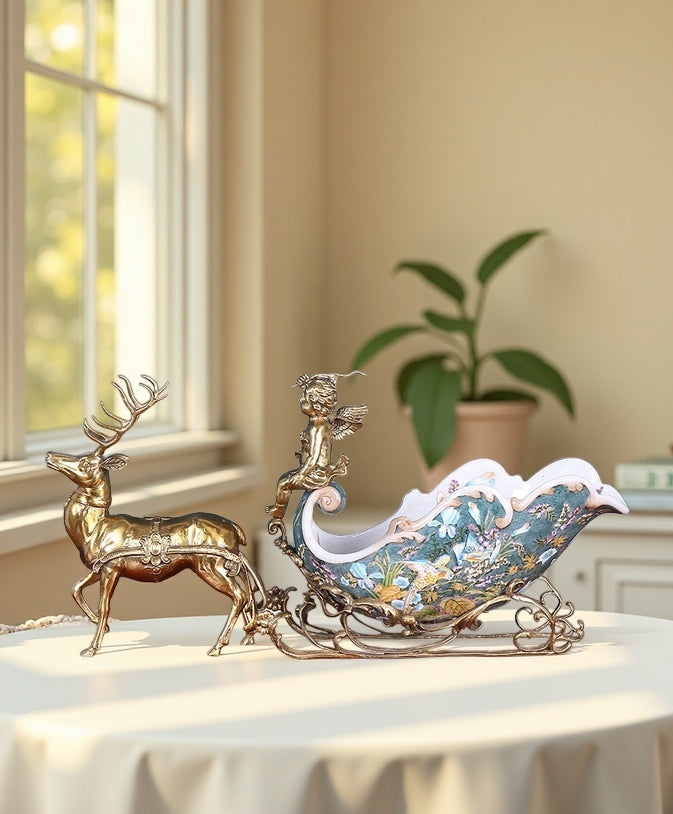 Deer-Drawn Sleigh Wine Rack