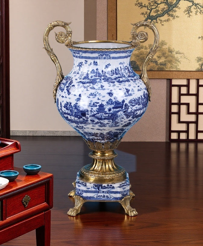 Blue & White  Floor Vase