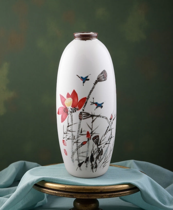 Underglaze Five-Colors Porcelain "Lotus" Vase