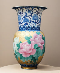 "Blooming Prosperity" Underglaze Polychrome Vase