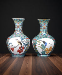 "Full Bloom with Window" Pair Vase Set