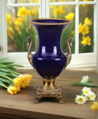 Sapphire Blue Swan Decorative Vase