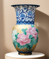 "Blooming Prosperity" Underglaze Polychrome Vase