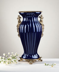 Sapphire Blue Fluted Vase