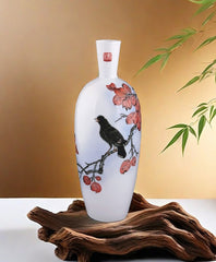 "Birdsong Amid Crimson Leaves" Vase