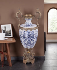 Blue-and-White Floral Vase