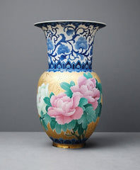 "Blooming Prosperity" Underglaze Polychrome Vase