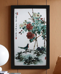 Porcelain Panel Painting "Come and Appreciate the Chrysanthemums"