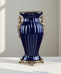 Sapphire Blue Fluted Vase