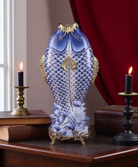 Blue & White Double Koi Sculpture